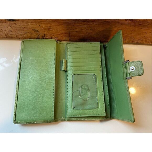 Fossil Vintage Trifold Green Leather Wallet Checkbook Pocket Pen ID Pocket - Picture 4 of 8